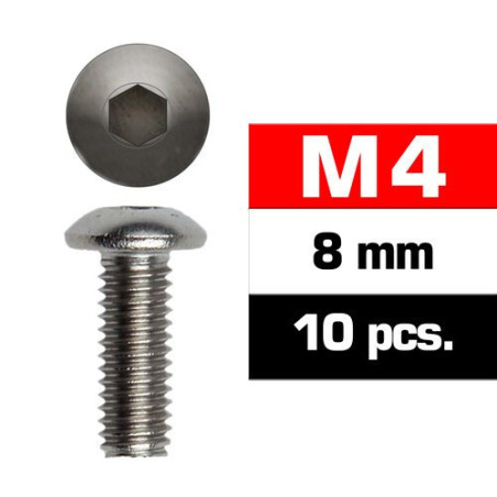 TORNILLO CABEZA BOTON ALLEN M4x8 (10 unids) ULTIMATE RACING 162408