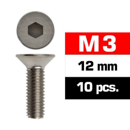 TORNILLO CABEZA AVELLANADA M3x12mm (10 unids) ULTIMATE RACING 161312