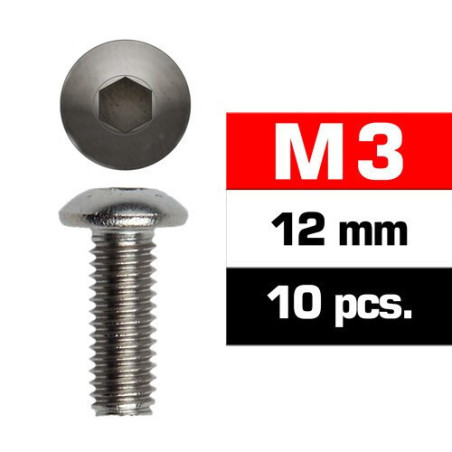 TORNILLO CABEZA BOTON ALLEN M3x12mm (10 unids) ULTIMATE RACING 162312