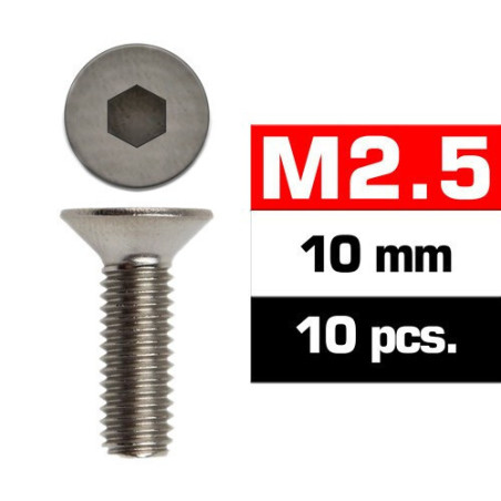 TORNILLO CABEZA AVELLANADA M2.5x10mm (10 unids) ULTIMATE RACING 1612510