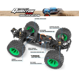 MONSTER TRUCK QUANTUM MT FLUX GRIS/ VERDE BRUSHLESS ELECTRICO 80A 4W ESCALA 1/10 - MAVERICK 150203