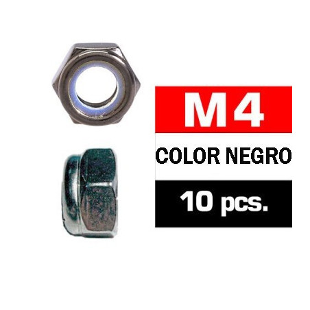 TUERCA AUTOBLOCANTE M4 NEGRO (10 UNIDS)