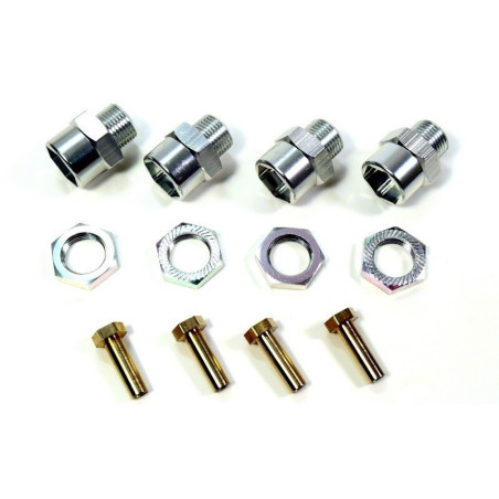 ADAPATADOR 12mm A 17mm CON EXTENSION DE (+15mm), PARA MONTAR RUEDAS STANDAR DE ESCALA 1/8 EN COCHES ESCALA 1/10