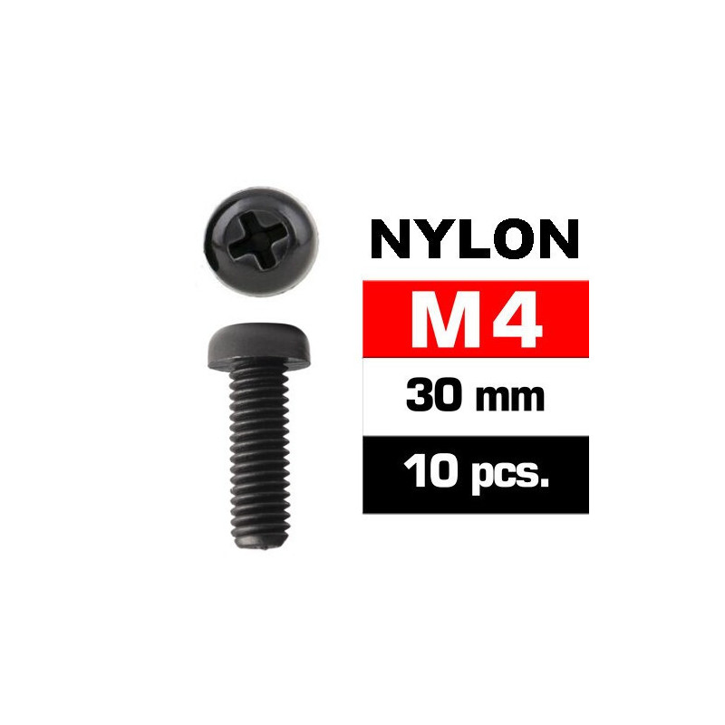 TORNILLO NYLON 4X30MM 10 UNIDADES CABEZA REDONDA ESTRELLA