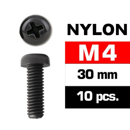 TORNILLO NYLON 4X30MM 10 UNIDADES CABEZA REDONDA ESTRELLA