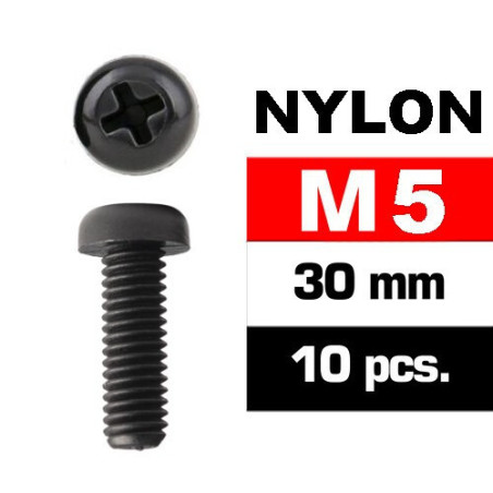 TORNILLO NYLON 5X30MM 10 UNIDADES CABEZA REDONDA ESTRELLA