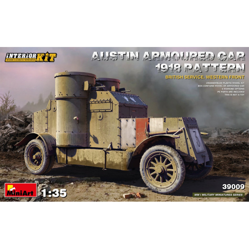 COCHE BLINDADO AUSTIN ARMOURED CAR (1918) BRITANICO Frente Occidental" -Escala 1/35- MiniArt 39009"