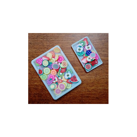 BANDEJAS RECTANGULARES (2) CON ENSALADA DE FRUTAS - HOBBY DOLLSHOUSE ACCESORIES 535B