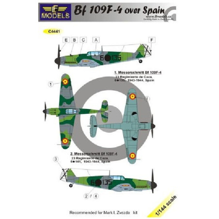 SET CALCAS MESSERSCHMITT Bf-109 F-4 (España) -Escala 1/144- LF Model C4441