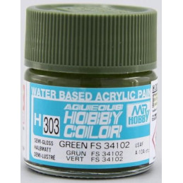 PINTURA AQUEOUS VERDE SATINADO FS 34102 (10 ml) - Mr Color / Gunze Sangyo H-303