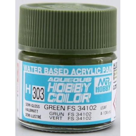 PINTURA AQUEOUS VERDE SATINADO FS 34102 (10 ml) - Mr Color / Gunze Sangyo H-303