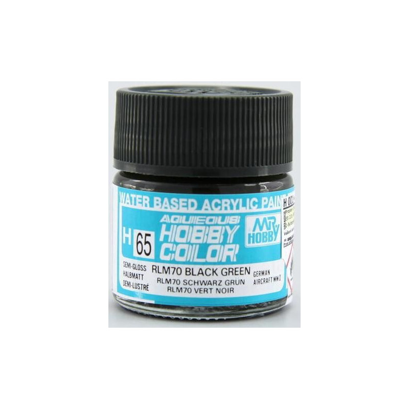 PINTURA AQUEOUS VERDE NEGRO RLM 70 SATINADO (10 ml) - Mr Color / Gunze Sangyo H-065