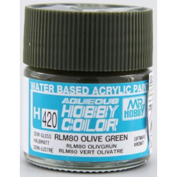 PINTURA AQUEOUS VERDE OLIVA SATINADO RLM80 (10 ml) - Mr Color / Gunze Sangyo H-420