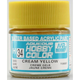 PINTURA AQUEOUS AMARILLO CREMA BRILLANTE (10 ml) - Mr Color / Gunze Sangyo H-034