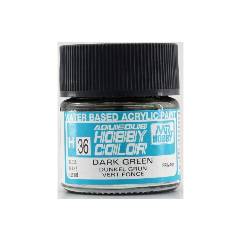 PINTURA AQUEOUS VERDE OSCURO BRILLANTE (10 ml) - Mr Color / Gunze Sangyo H-036