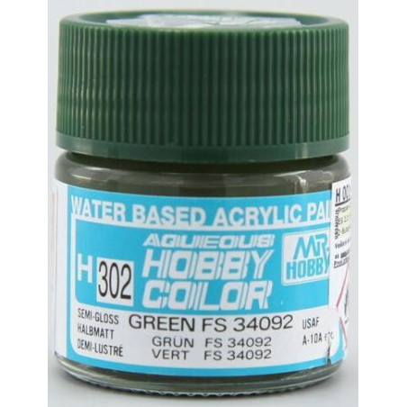 PINTURA AQUEOUS VERDE SATINADO FS 34092 (10 ml) - Mr Color / Gunze Sangyo H-302