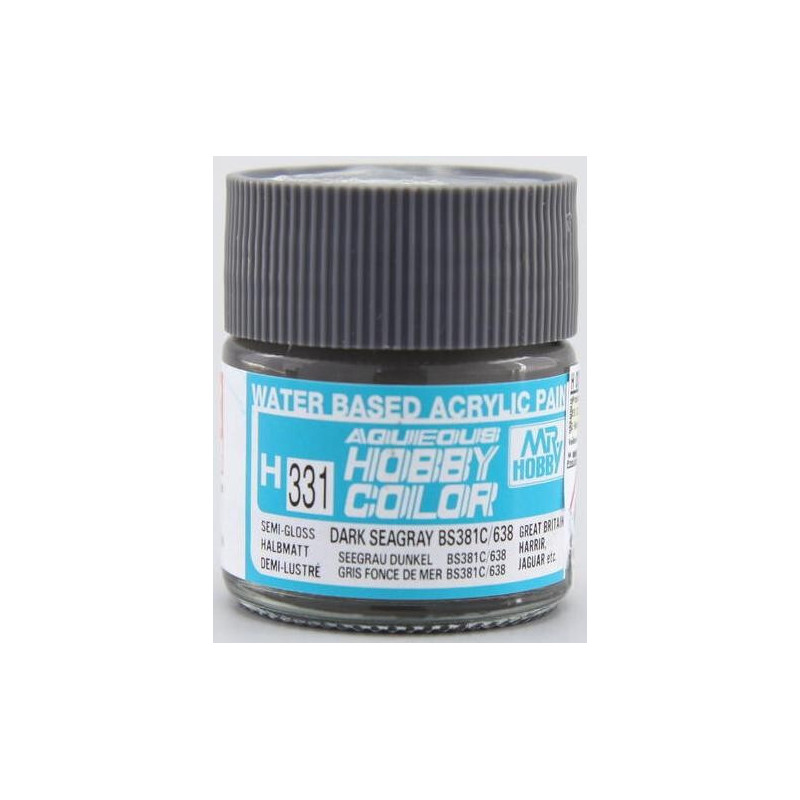 PINTURA AQUEOUS DARK SEA GREY  BS381C / 638 SATINADO (10 ml) - Mr Color / Gunze Sangyo H-331