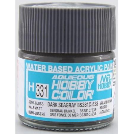 PINTURA AQUEOUS DARK SEA GREY  BS381C / 638 SATINADO (10 ml) - Mr Color / Gunze Sangyo H-331