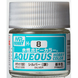 PINTURA AQUEOUS PLATA METALIZADA (10 ml) - Mr Color / Gunze Sangyo H-008