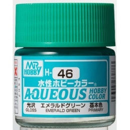 PINTURA AQUEOUS VERDE ESMERALDA BRILLANTE (10 ml) - Mr Color / Gunze Sangyo H-045