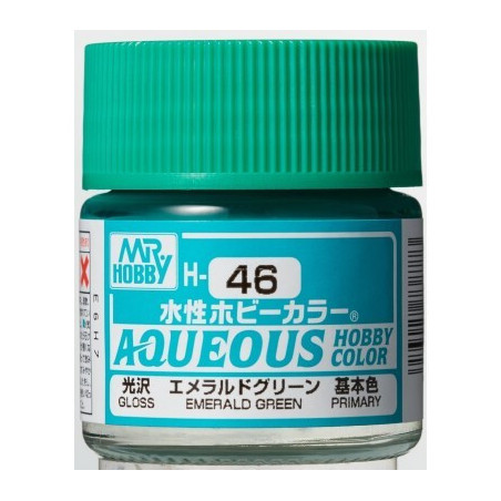 PINTURA AQUEOUS VERDE ESMERALDA BRILLANTE (10 ml) - Mr Color / Gunze Sangyo H-045