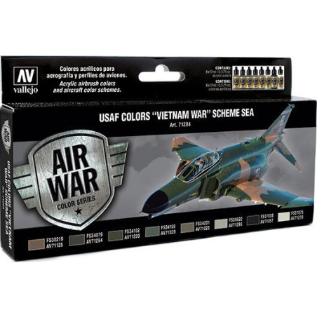 MODEL AIR SET: USAF VIETNAM WAR SEA COLOR SCHEME (8 BOTES 17ML) - ACRILICOS VALLEJO 71204