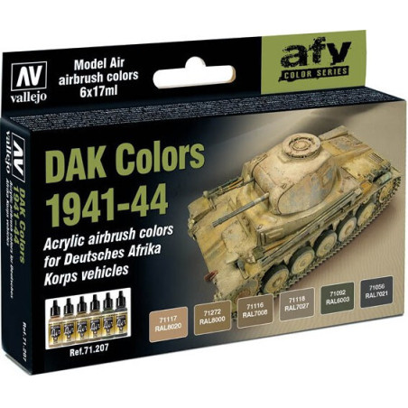 MODEL AIR SET: DAK COLORS 1941-1944 (6 BOTES 17ML) - ACRILICOS VALLEJO 71207