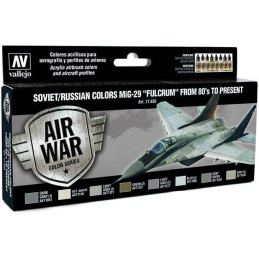 MODEL AIR SET: SOVIET-RUSSIAN AF MIG-29 FULCRUM COLORS (8 BOTES 17ML) - ACRILICOS VALLEJO 71605