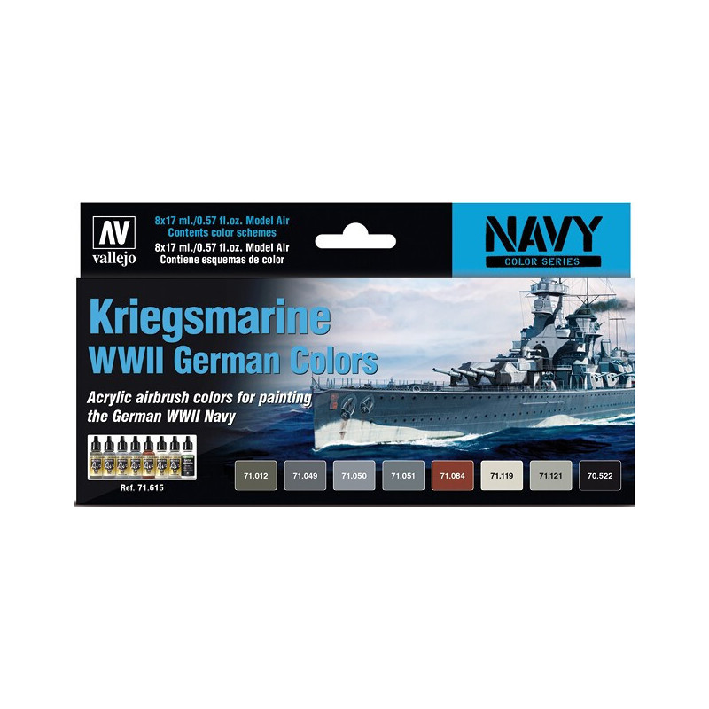 MODEL AIR SET: KRIEGSMARINE WWII COLORS (8 BOTES 17ML) - ACRILICOS VALLEJO 71615