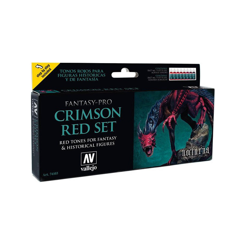 FANTASY PRO SET: CRIMSON RED COLORS (8 BOTES 17ML) - ACRILICOS VALLEJO 74103