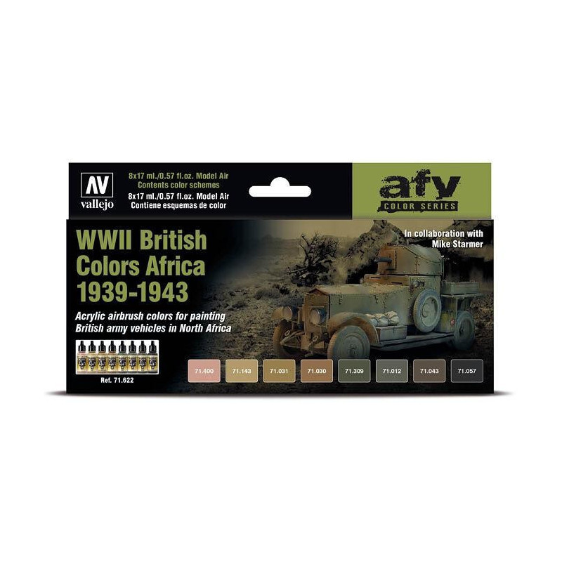 SET COLORES BRITISH COLORS AFRICA 1939-1943 -8 botes- Acrylicos Vallejo 71622