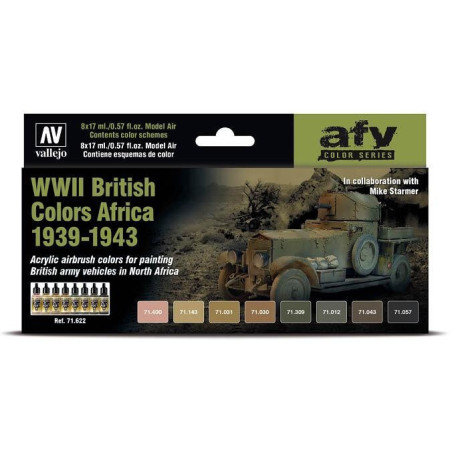 SET COLORES BRITISH COLORS AFRICA 1939-1943 -8 botes- Acrylicos Vallejo 71622