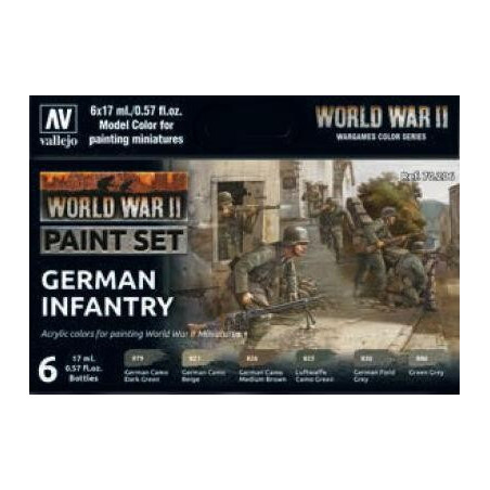 SET COLORES SET GERMAN INFANTRY -6 botes- Acrylicos Vallejo 70206