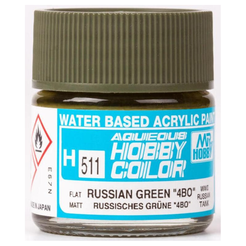 PINTURA AQUEOUS VERDE RUSO 4BO MATE (10 ml) - Mr Color / Gunze Sangyo H-511