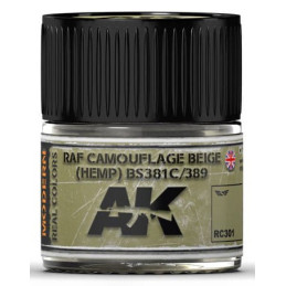 PINTURA REAL COLORS RAF CAMOUFLAGE BEIGE (HEMP) BS 381C/ 389 (10 ml) - AK Interactive RC301