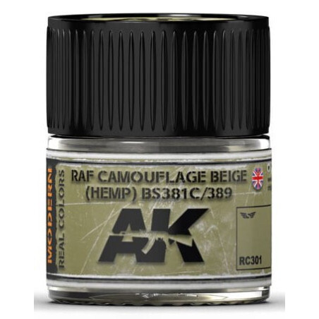 PINTURA REAL COLORS RAF CAMOUFLAGE BEIGE (HEMP) BS 381C/ 389 (10 ml) - AK Interactive RC301