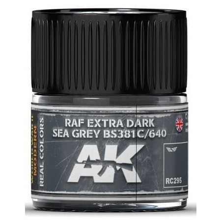 PINTURA REAL COLORS EXTRA DARK SEA GREY  BS381C/ 640 (10 ml) - AK Interactive RC295