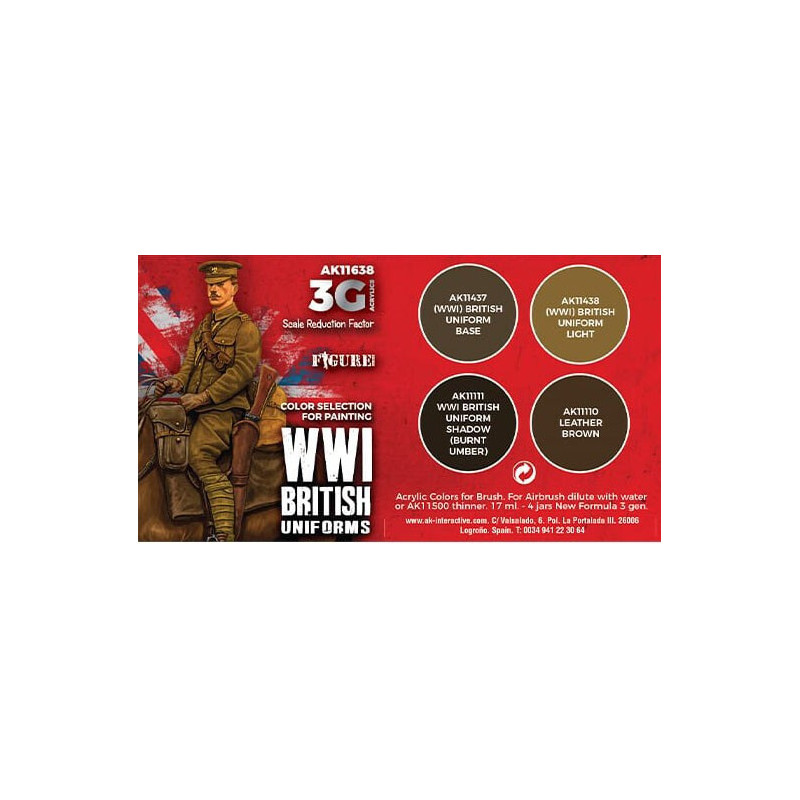 SET WWI BRITISH UNIFORMS COLORS - AK Interactive 11638