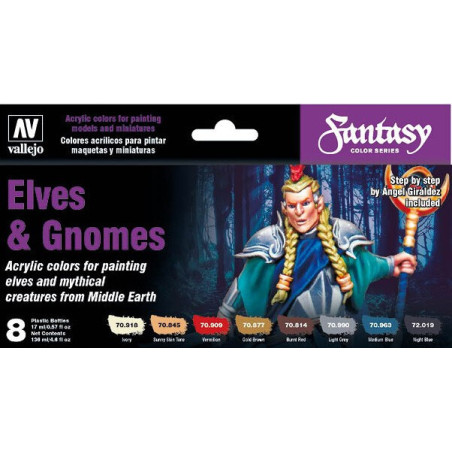 SET MODEL COLOR ELFOS Y GNOMOS - FANTASY COLOR SERIES VALLEJO 70242 GIRALDEZ