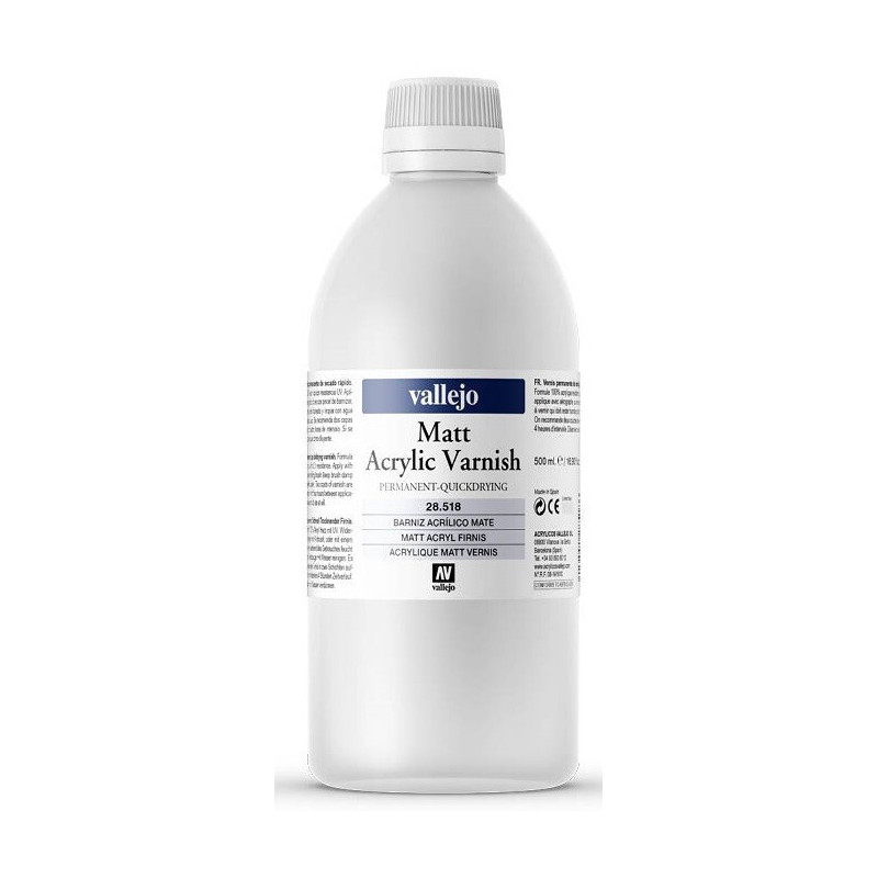 BARNIZ ACRILICO PERMANENTE MATE (500 ml) - Acrylicos Vallejo 28518