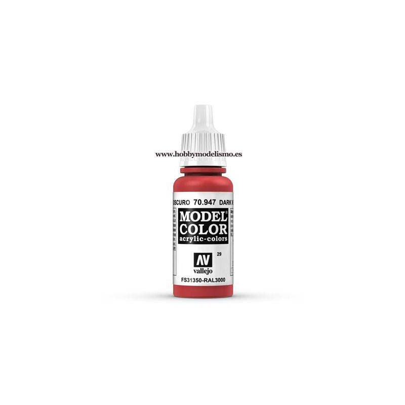 ROJO BERMELLON (17 ml) Nº29 FS31350 RAL3000 VALLEJO MODEL COLOR