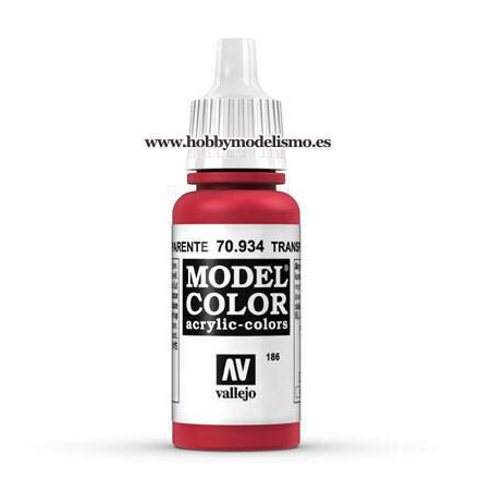 PINTURA ACRILICA ROJO TRANSPARENTE (17 ml) Nº186 VALLEJO MODEL COLOR