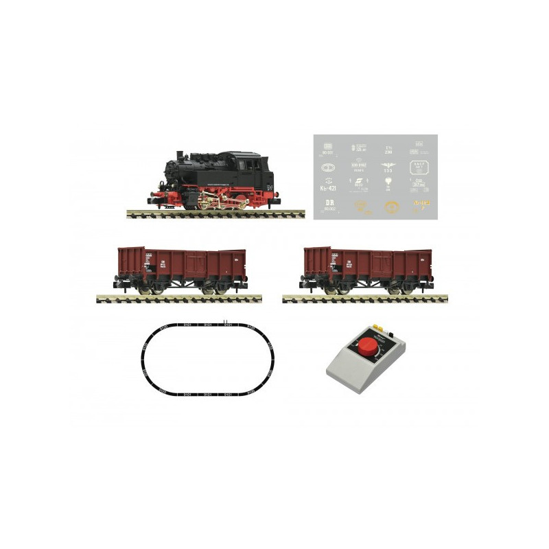 SET INICIO ANALOGICO LOCOMOTORA VAPOR y VAGONES MERCANCIAS -Escala N / 1/160- Fleischmann