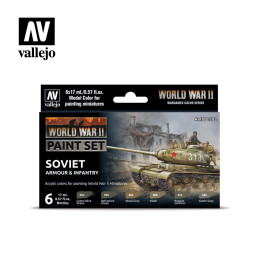 WORLD WAR II PAINT SET: SOVIET ARMOUR &38 INFANTRY 6 botes x 17 ml - Acrylicos Vallejo 70202