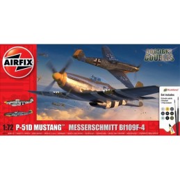 DOGFLIGHT DOUBLE: North American P-51D Mustang vs Messerschmitt Bf-109 F-4 Pegamento y pinturas -Escala 1/72- Airfix A50193