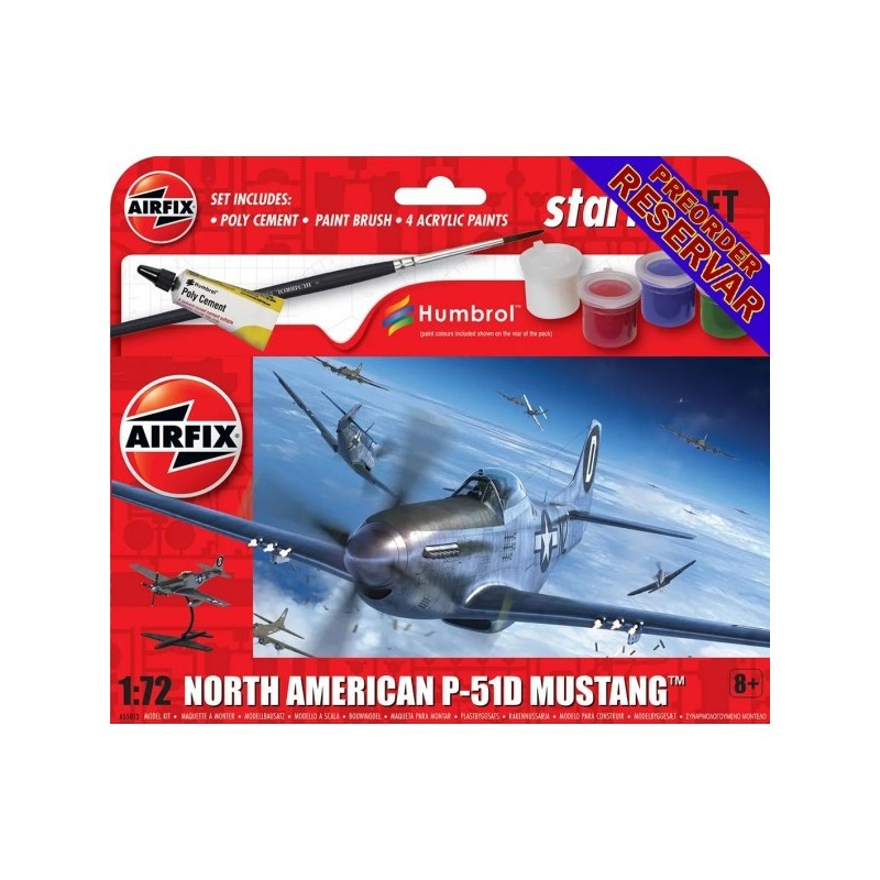 NORTH AMERICAN P-51 D MUSTAN Pegamento y pinturas -Escala 1/72- Airfix A55013