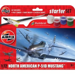 NORTH AMERICAN P-51 D MUSTAN Pegamento y pinturas -Escala 1/72- Airfix A55013