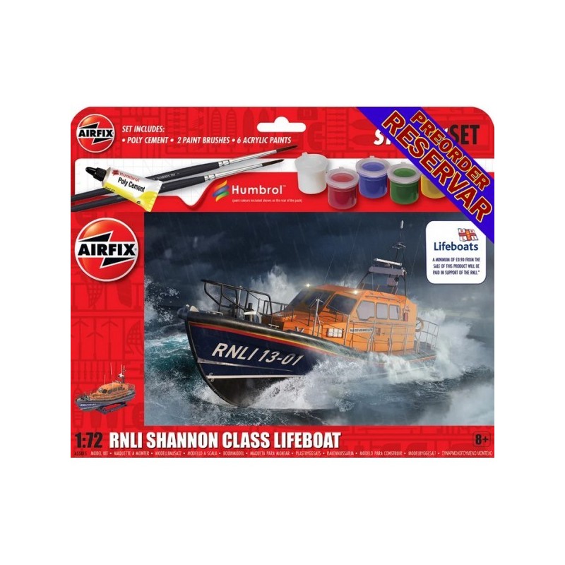 LANCHA DE SALVAMENTO CLASE SHANNON RNLI Pegamento y pinturas -Escala 1/72- Airfix A55015