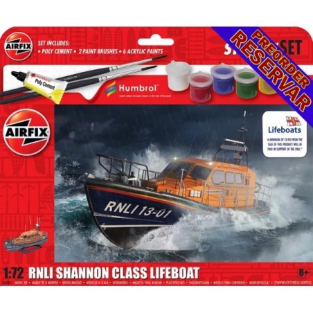 LANCHA DE SALVAMENTO CLASE SHANNON RNLI Pegamento y pinturas -Escala 1/72- Airfix A55015