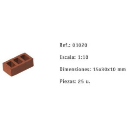 LADRILLO GERO (15 x 30 x 10 mm) 25 unidades -Escala 1/10- Domus 01020